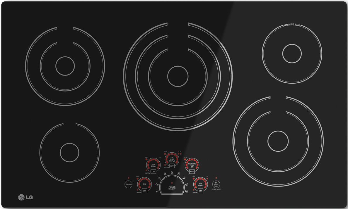 LG Appliances LCE3610SB 36" BuiltIn Electric Cooktop with SmoothTouch